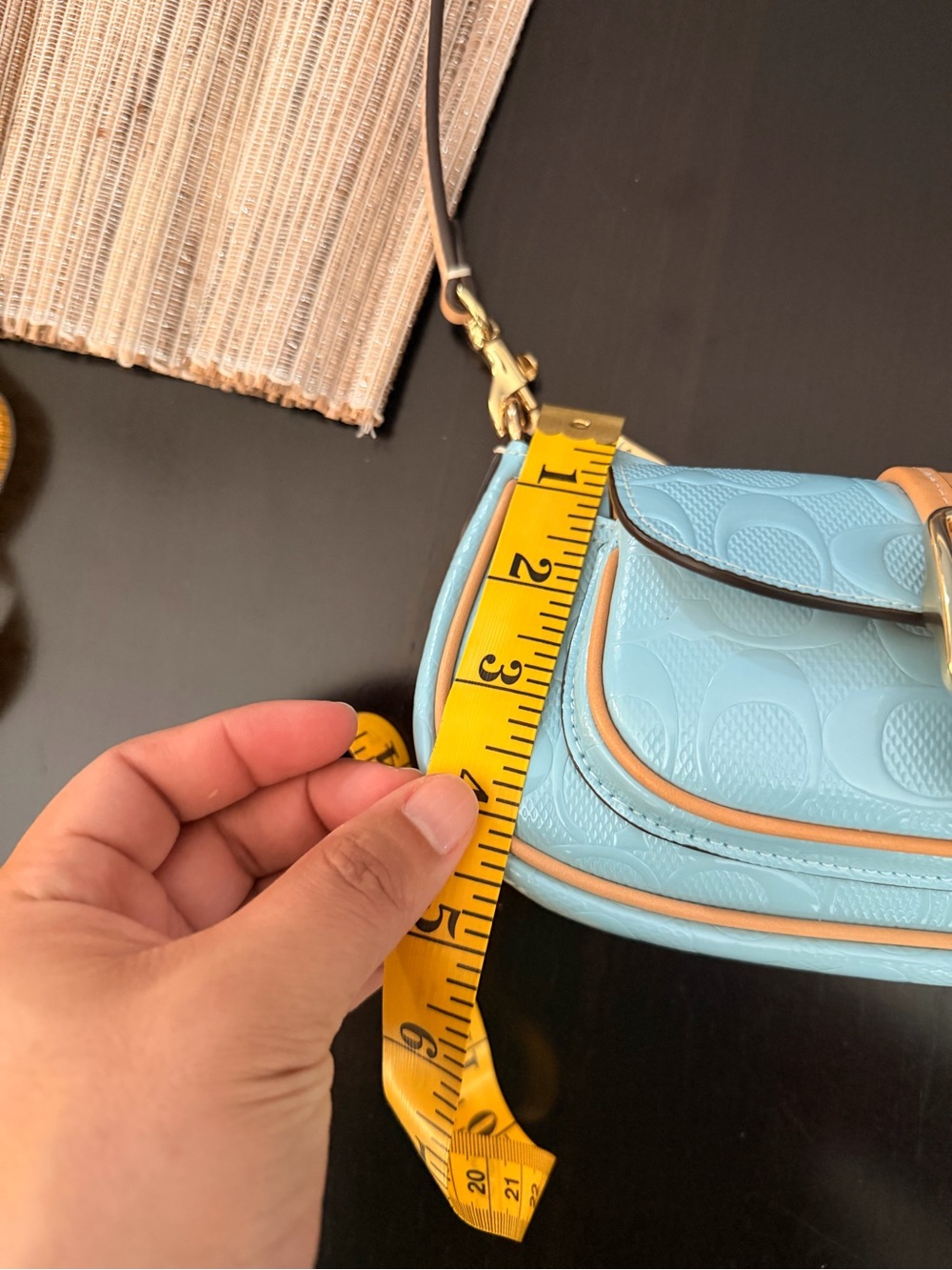 Coach Ashton Mini Bag in Light Blue Leather Crossbody. - Picture 11 of 13